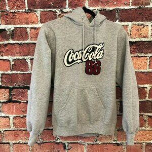 Coca-Cola 86 Coke Hoodie Sweater Men Small Gray Pullover Sweatshirt Embroidered